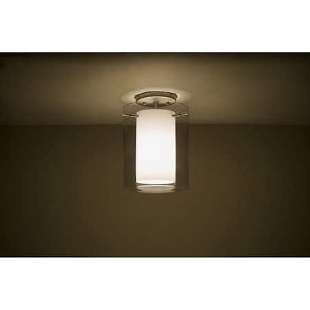 Besa Lighting Pahu 8 Ceiling, Trans. Smoke/Opal, Satin Nickel Finish, 1x11W LED 1KM-S00607-LED-SN